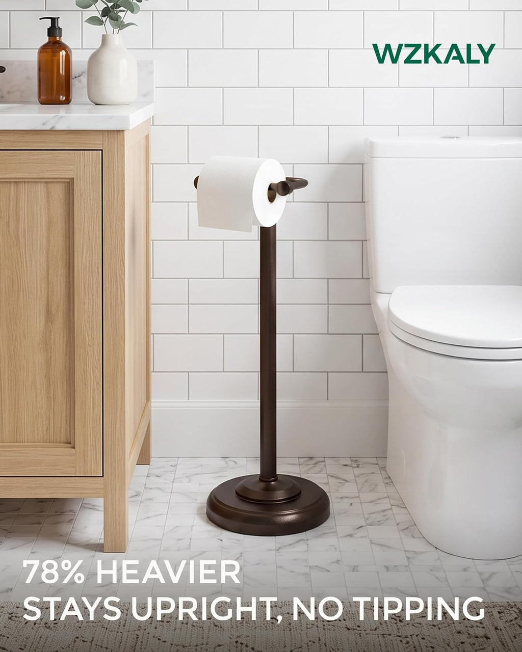 Dark Bronze Toilet Paper Holder Stand Stainless Steel&Weighted Base