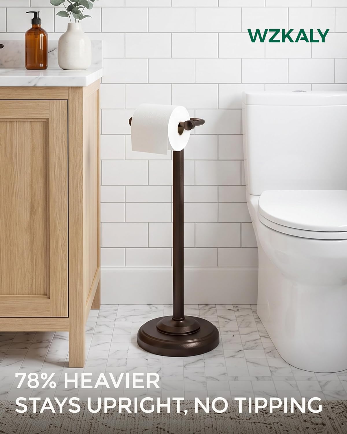 Dark Bronze Toilet Paper Holder Stand Stainless Steel&Weighted Base
