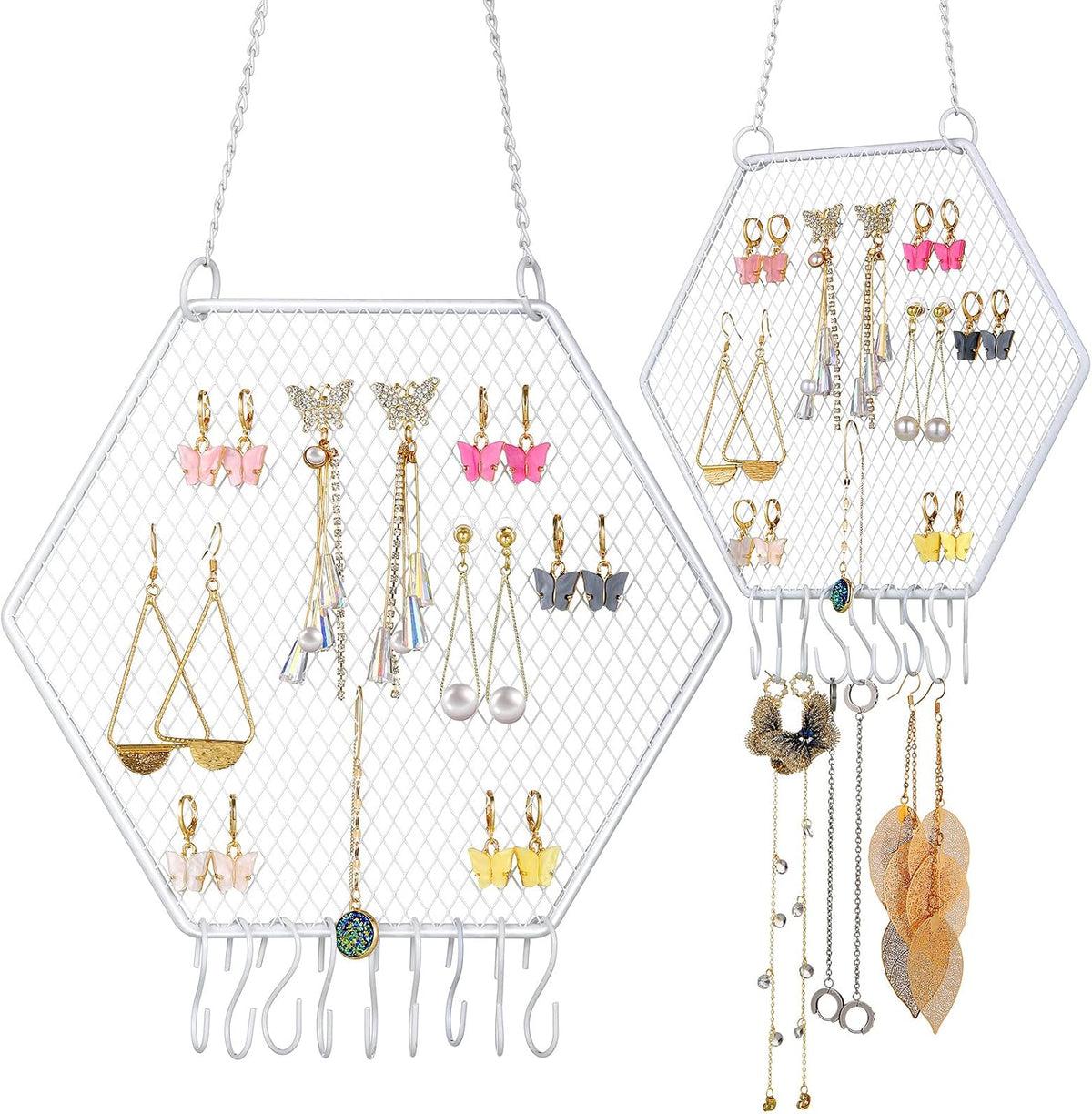 Jetec 2 Pcs Hanging Earring Organizer Jewelry Earring Wall Holder, White