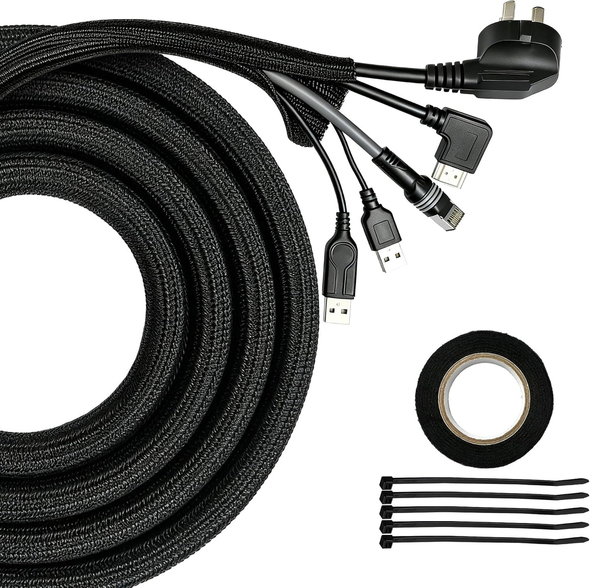 Cable Management Sleeve,10ft 1/2in Cord Protectors from Pets No Chew