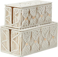 2PCS Cable Management Box Handmade Macrame Cord Organizer Basket