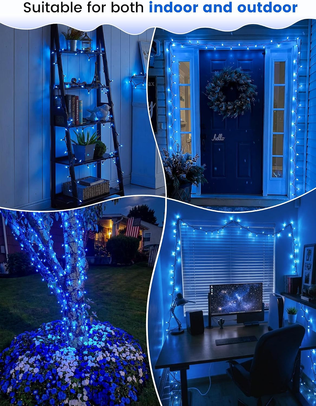 Blue Christmas Lights,13FT 50 Count Mini Clear String Lights