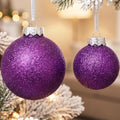 Purple Christmas Ornaments Ball Set for Tree Decor, Glitter