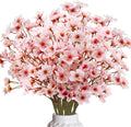 obbsie 24Pcs Artificial Cherry Blossom Flower, Faux Silk Peach Blossom Branches Fake Plum Blossom Flowers Stems Arrangements for DIY Home Wedding Table Centerpieces Vase Decor