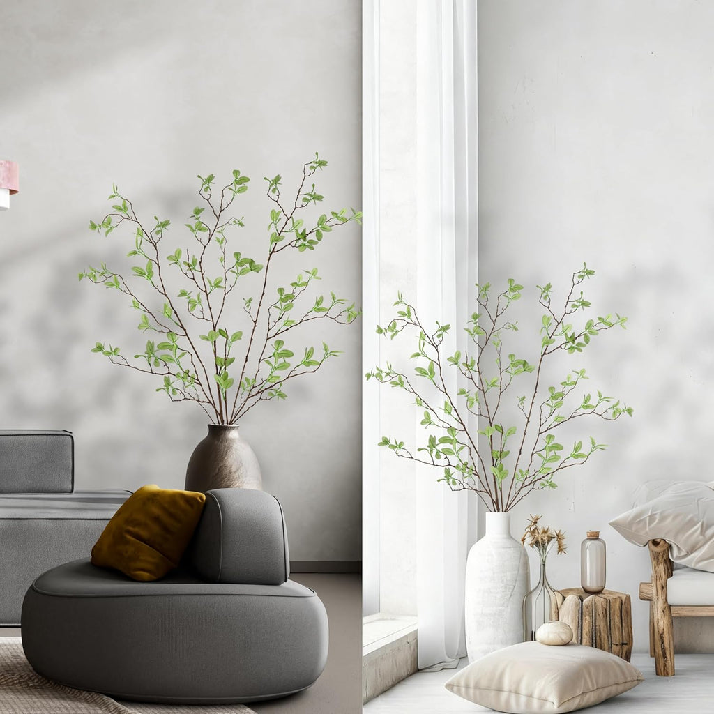 THAWAY 3 Pcs Artificial Eucalyptus Stems - 43 Inch Long Faux Eucalyptus Branches for Tall Vase Filler, Realistic Greenery Stems Fake Silk Leaves for Home Table Farmhouse Wedding Decor