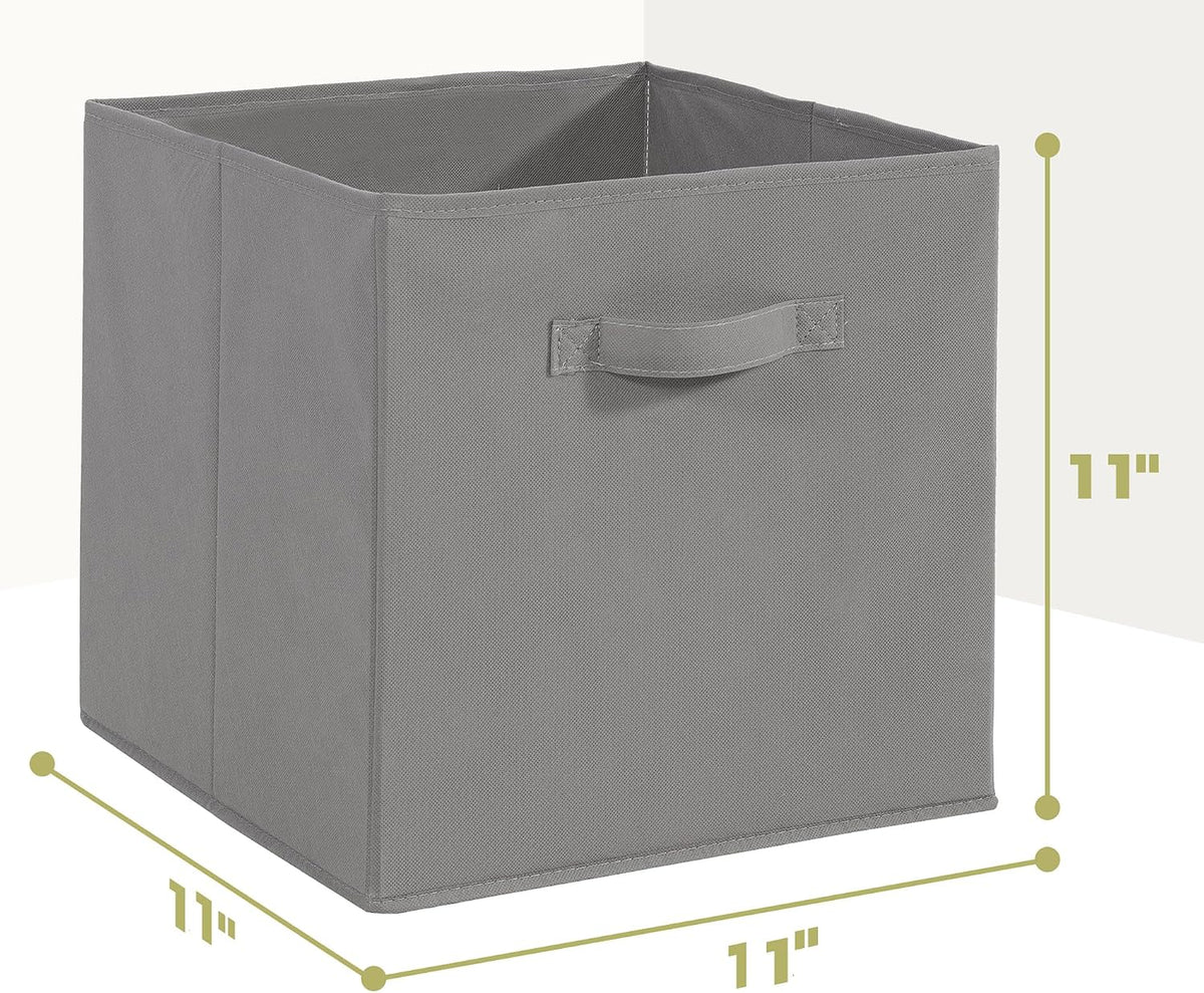 11x11 Storage Bins, Set of 10 Storage Cubes, Collapsible Cube Storage Bins, Fabric Closet Organizers with Handles for Home, Office, Closet Shelf Cabinet, Bookcase, Grey