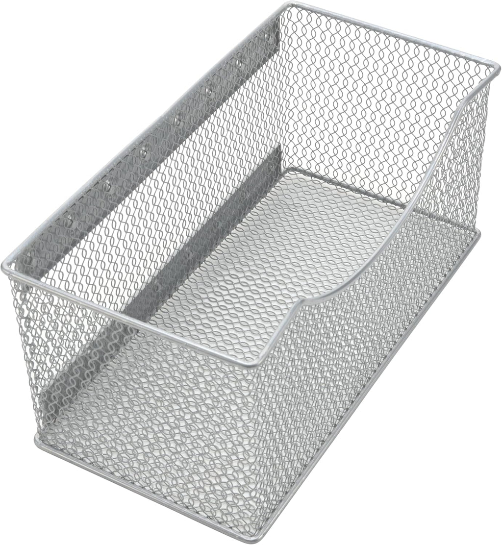 YBM HOME Wire Mesh Magnetic Storage Basket, Trash Caddy, Container, Desk Tray, Office Supply Organizer Silver for Refrigerator/Microwave Oven or Magnetic Surface in Kitchen or Office (1, Large)