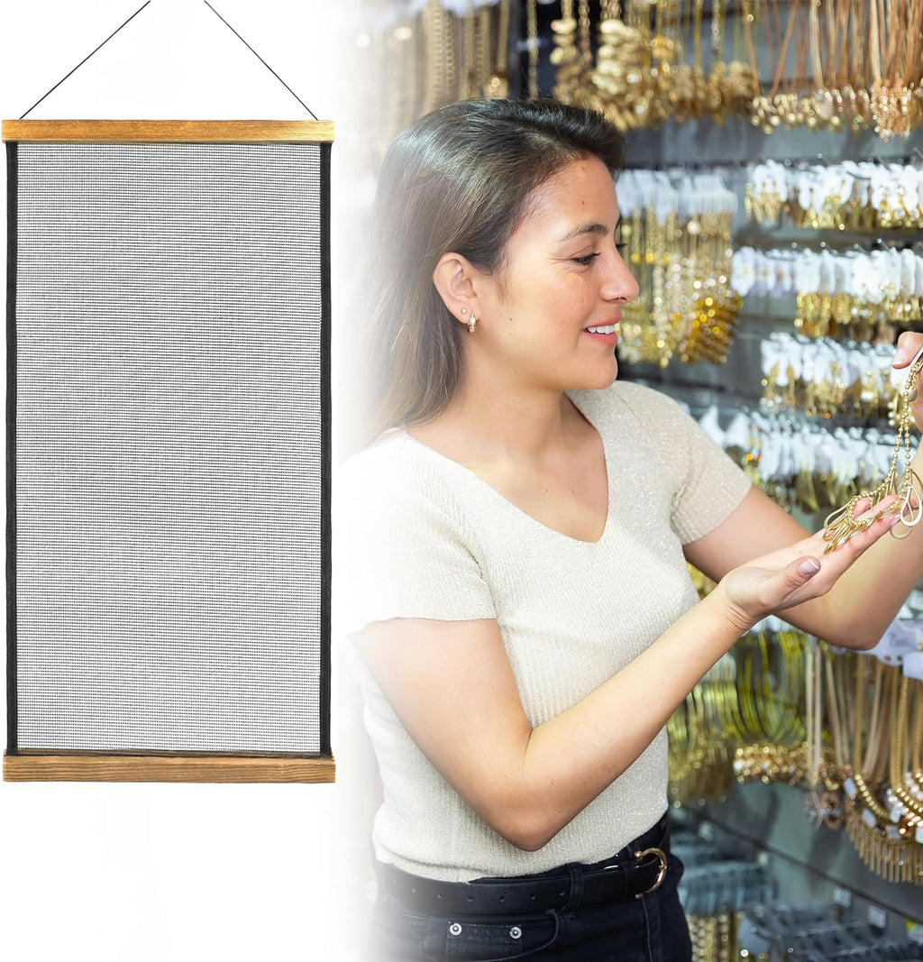 QWORK Earring Organizer Hanging Mesh, 2 Pack Wall Jewelry Organizer Necklaces Holder Rack for Earrings, Bracelets, Rings, Girls Hair Clips Hanger
