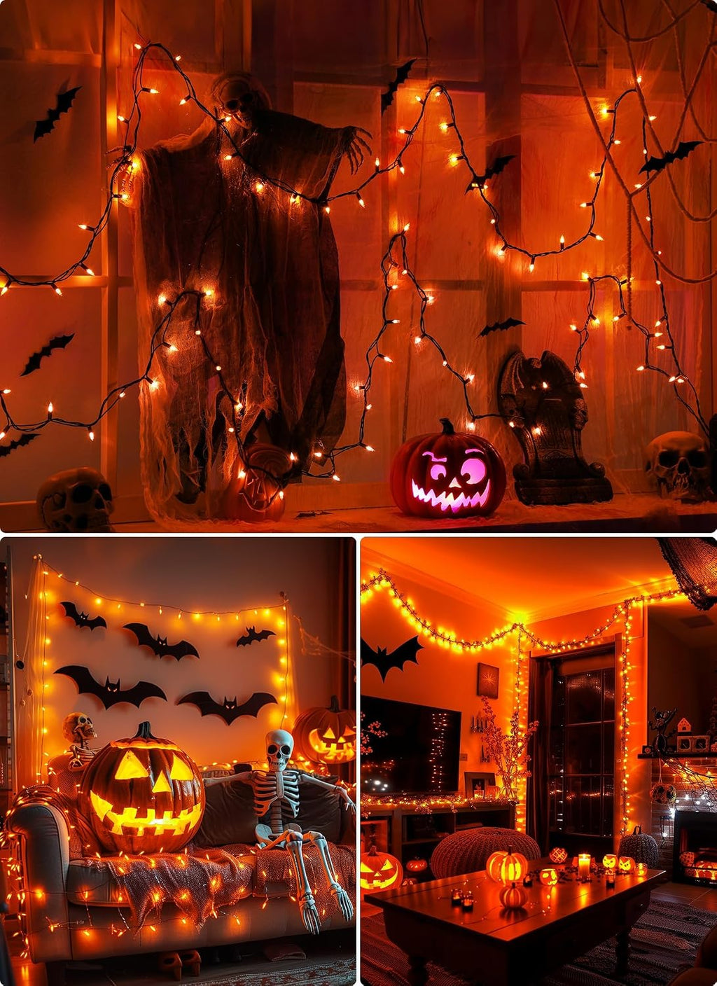 Brightown Orange Halloween Mini Lights, 50 Count 10 Feet Mini String Lights