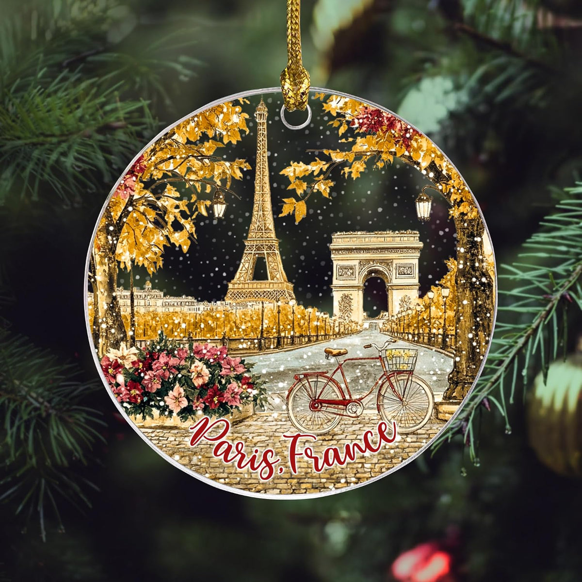 Paris Christmas Acrylic Ornament 2025, Eiffel Ornament, Paris Family Decor, France Christmas Hanging, France Lover Gifts, Gift Exchange Present