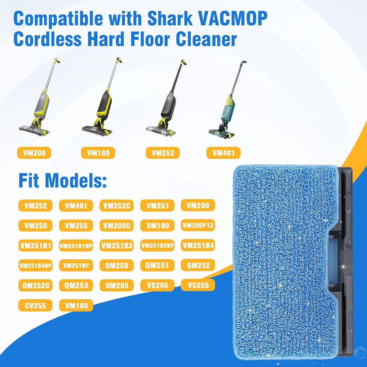 Reusable Vac Mop Replacement Pads Compatible with Shark Vacmop