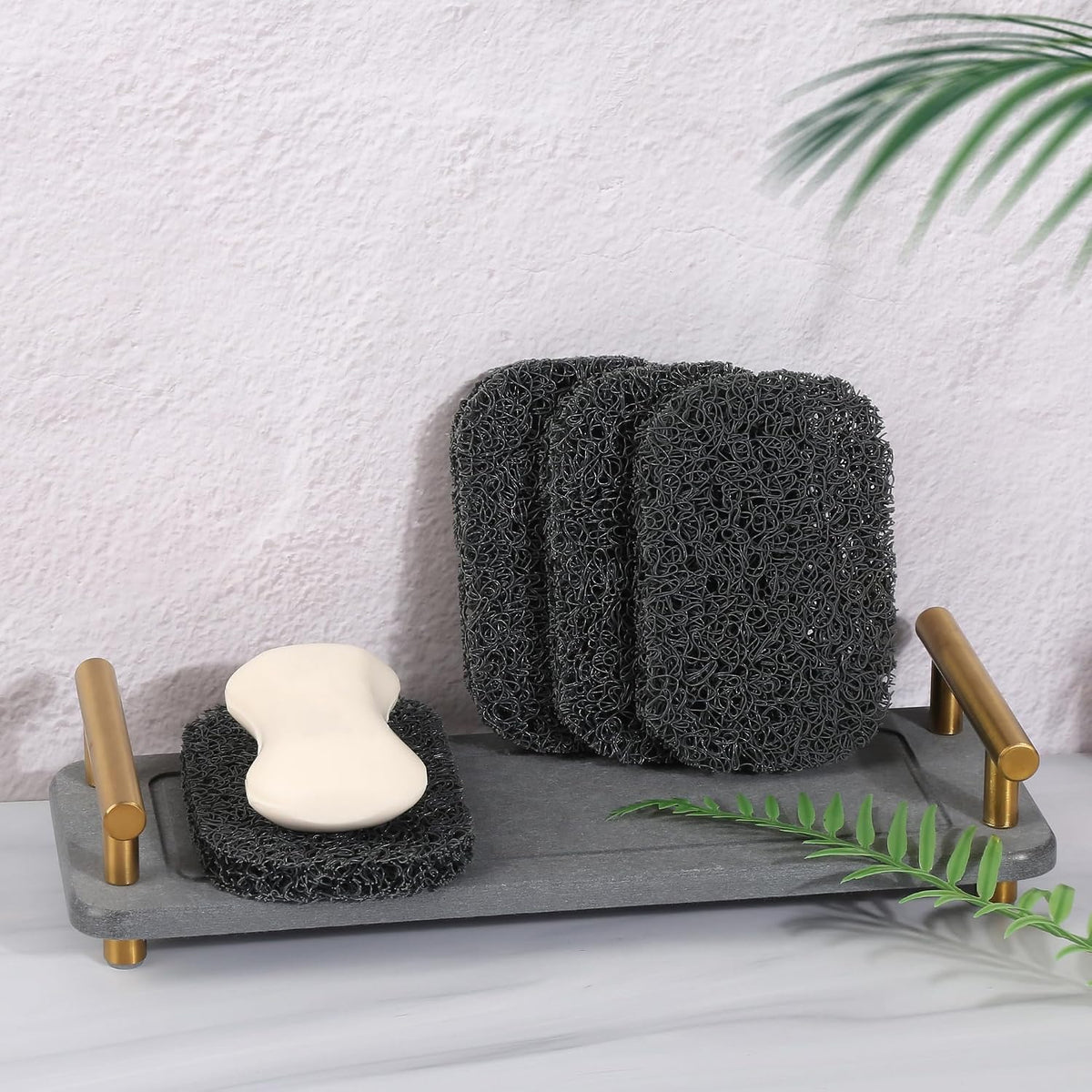 Soap Holder Pad，Soap Holder for Kitchen & Bathroom， Non-Slip Soap Lifting Pads for Soap Dish (Black)