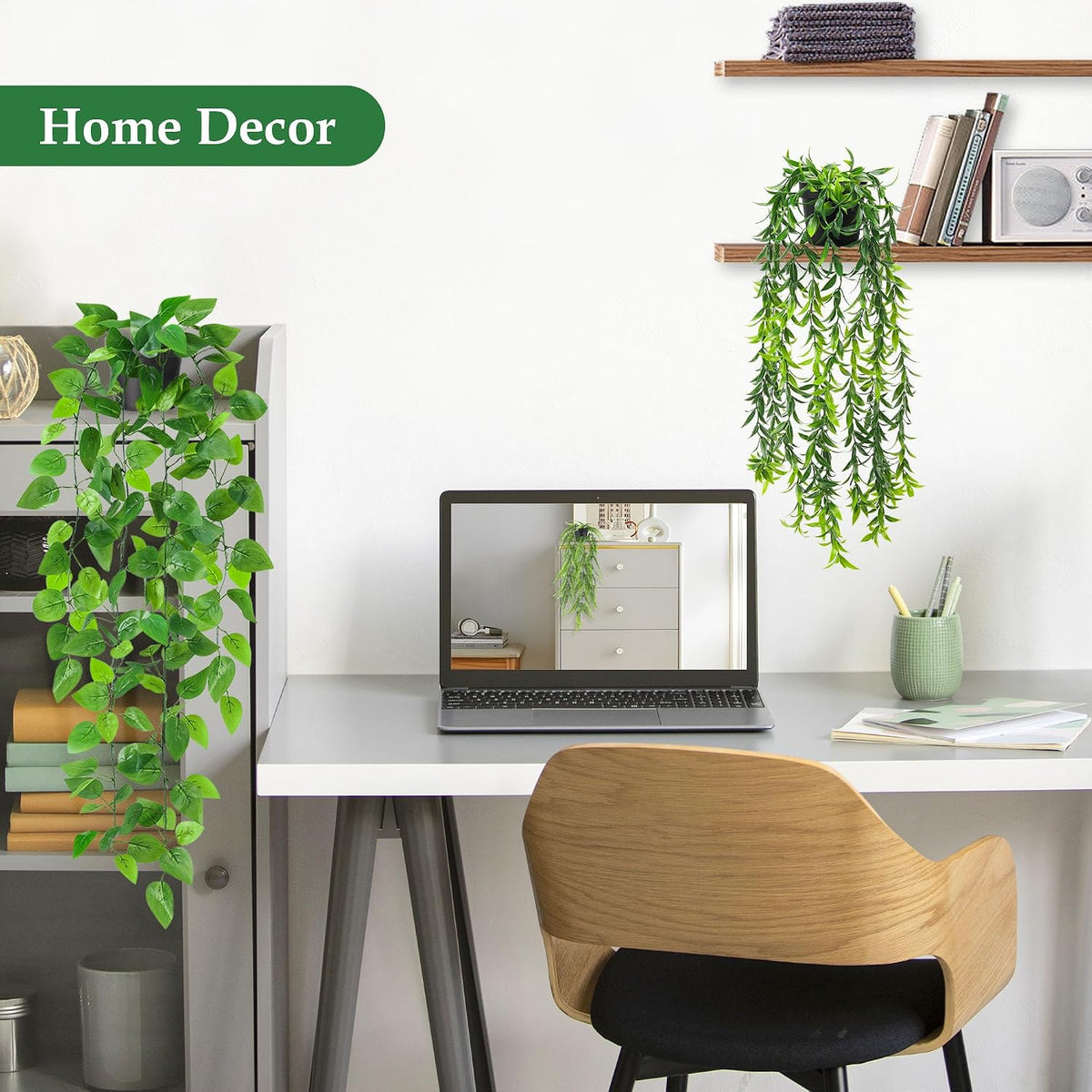 Der Rose 8Pcs Fake Plants Artificial Hanging Vines for Office Shelf Decor