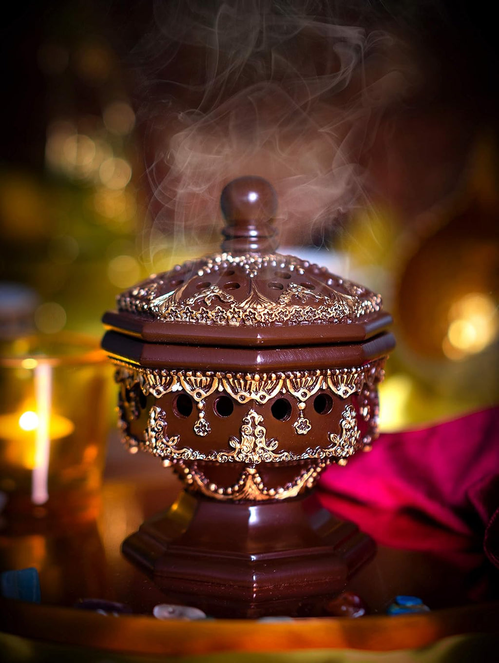Charcoal Incense Burner Holder Luxury Octagon - Bakhoor Burner, Frankincense Resin Burner - for Office & Home Decor | Suitable for Incense Charcoal