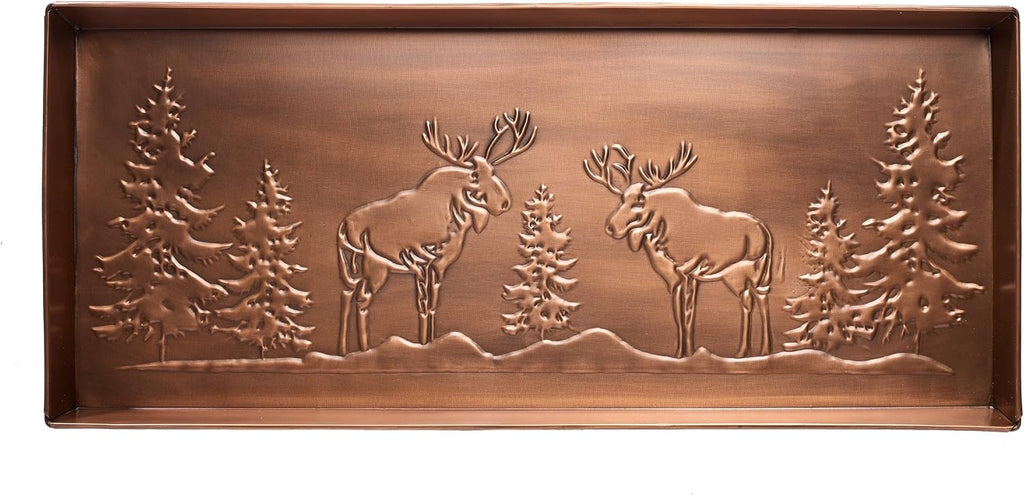 HF by LT Moose Pattern Metal Boot Tray, 30 x 13 inches, Antique Copper Finish