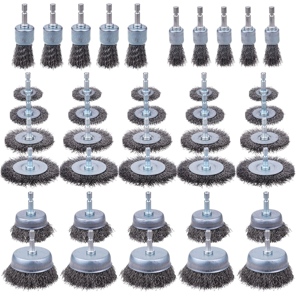 Rocaris 40 Pack Carbon Steel Wire Wheel Brush with 1/4-Inch Hex Shank