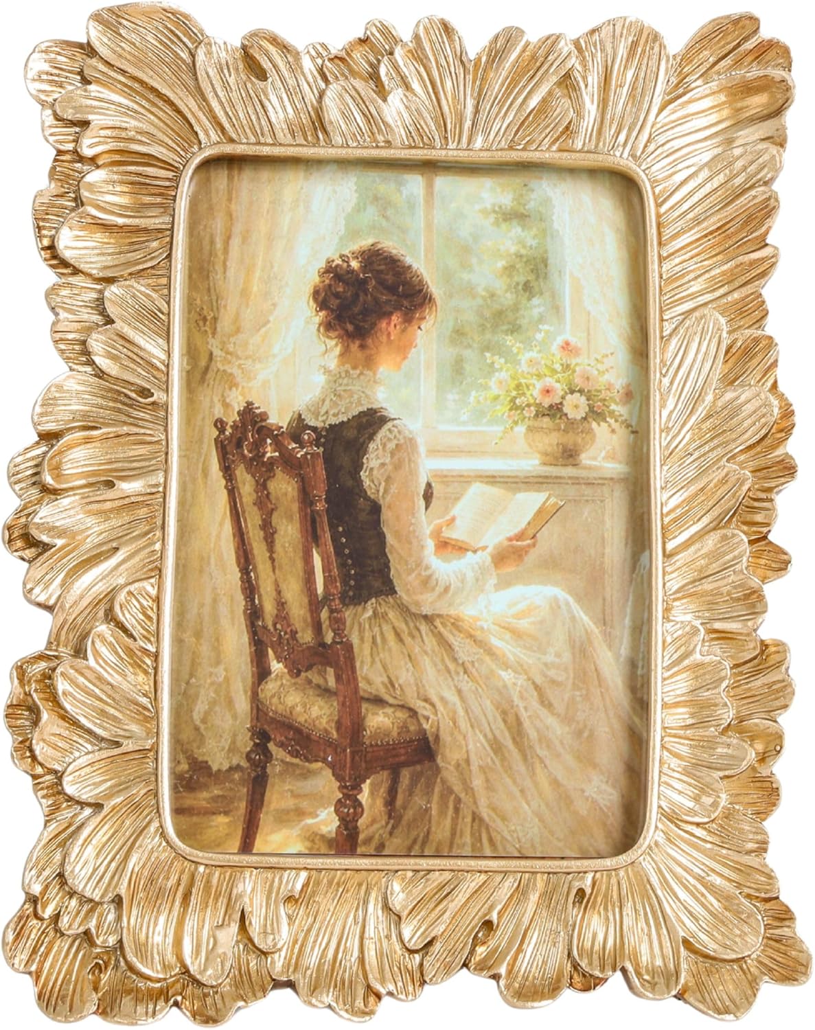 Vintage Picture Frames, Gold Vintage Frame, Feather,Gold, 4x6 Inch