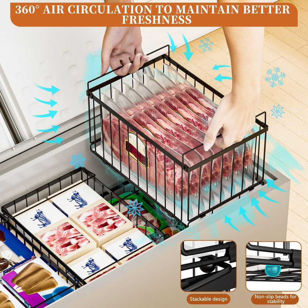 Large Freezer Organizer Bins for 5 to 9 Cu.Ft,Quick Expand/Collapse,4PACK