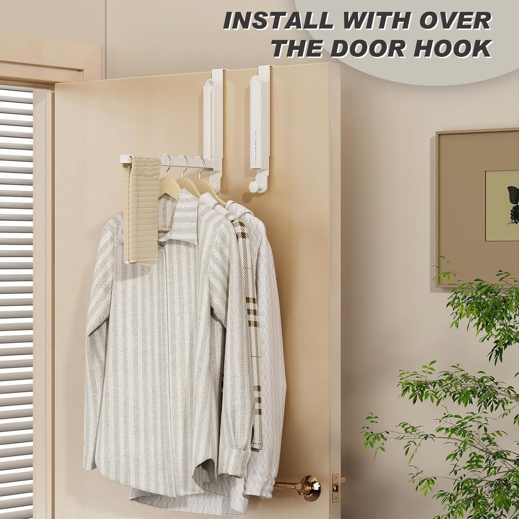 Over The Door Collapsible Drying Rack - Portable & Foldable, Indoor Small Hanging Clothes Drying Rack, White