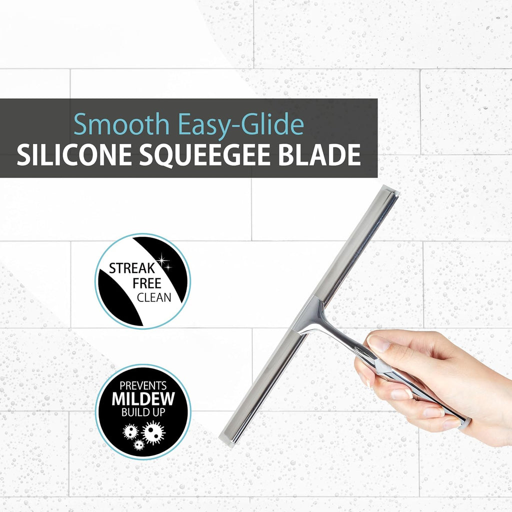 Better Living Deluxe Shower Squeegee, 10" Blade, Chrome