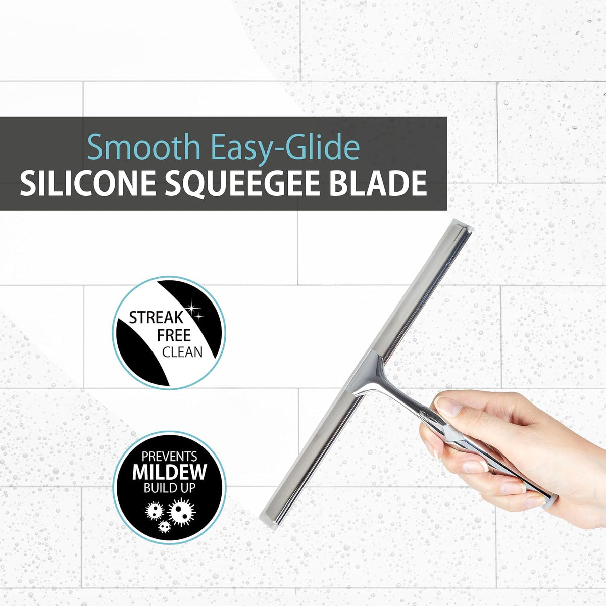 Better Living Deluxe Shower Squeegee, 10" Blade, Chrome