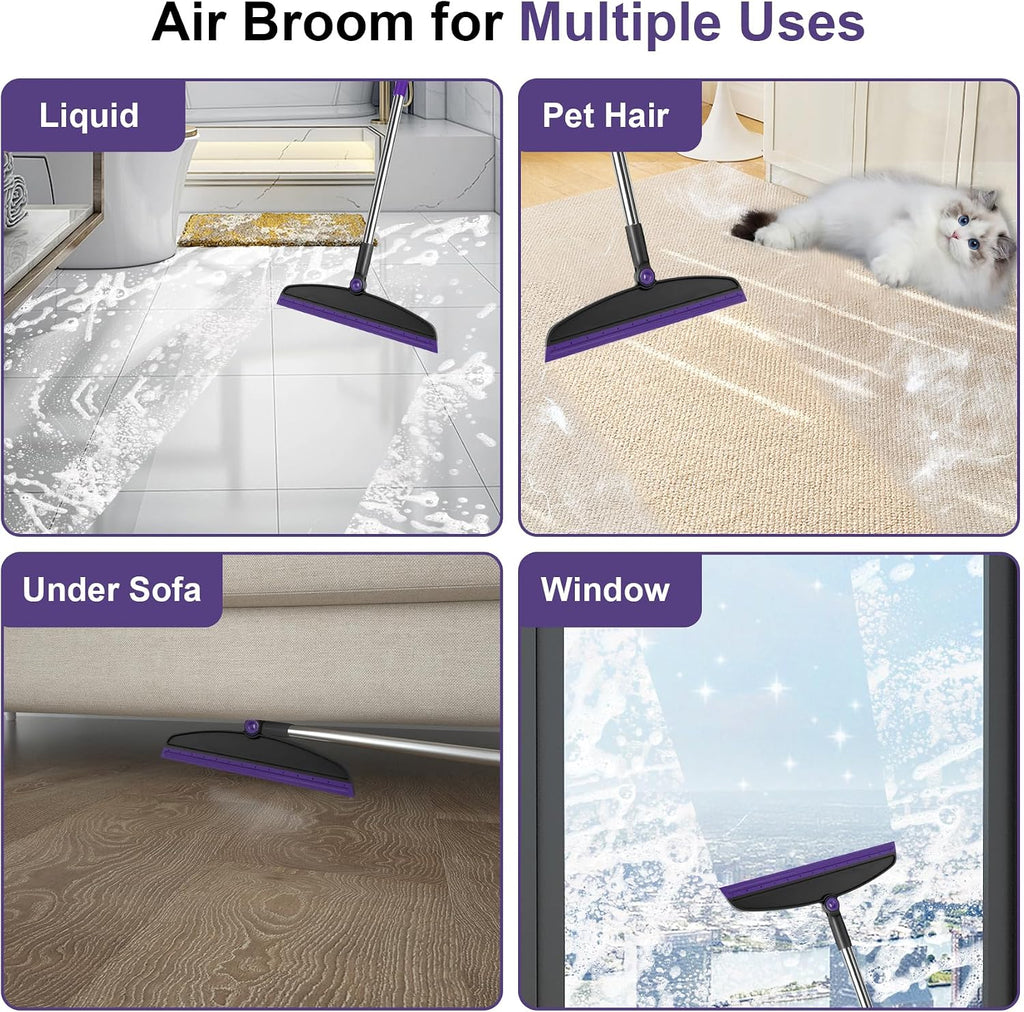 Broom and Dustpan Combo Set, 51" Long Handle Broom with Squeegee