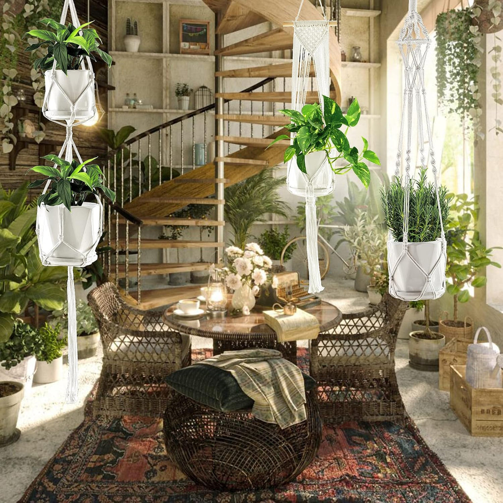 SFENNGPET Macrame Plant Hangers, 6Pack Hanging Planters for Indoor Plants