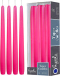 Hyoola 12 Pack Tall Taper Candles - 12 Inch Hot Pink Fuschia Dripless, Unscented Dinner Candle - Paraffin Wax with Cotton Wicks - 10 Hour Burn Time