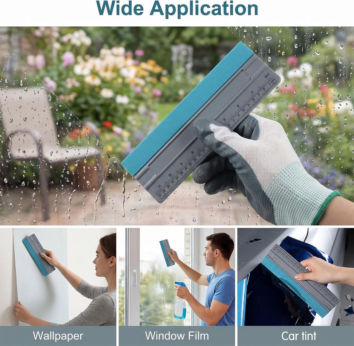 Wallpaper Smoothing Tool, Professional Vinyl Squeegee with Ruler