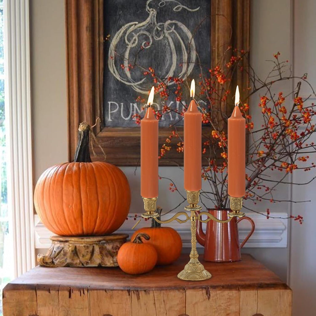 Pumpkin Orange Taper Candle Candle Sticks, 7 Inch Mini Pillar Candles Taper Candles, 4PCS Handmade Unscenteds Candlesticks for Festive Halloween Thanksgiving Day Fall Home Decor