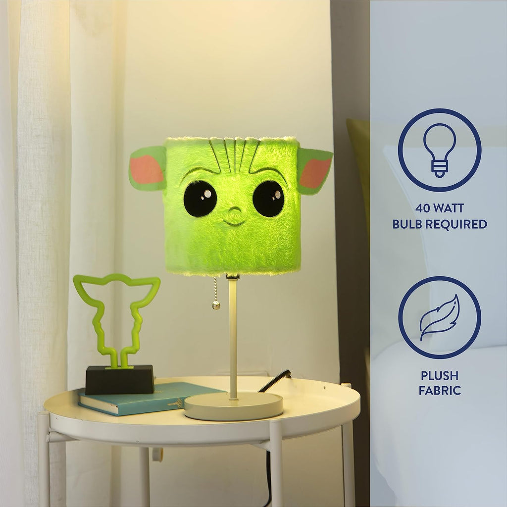 Star Wars The Mandalorian “The Child” Plush Shade Table Lamp ,Green Kids Bedroom & Playroom Lighting Décor