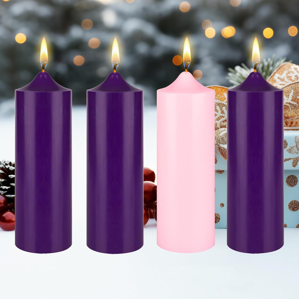 Mega Candles Unscented Advent Bell Top Pillar Candle Set 4 ct 3" x 9"