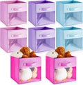 Marsui 8 Pcs Cube Storage Bins with Clear Window 11'' Daycare Storage Cube Organizer Bins for Closet Kid Nursery Playroom with Handle Fabric Collapsible Storage Cubes(Blue, Purple, Rose, Pink)