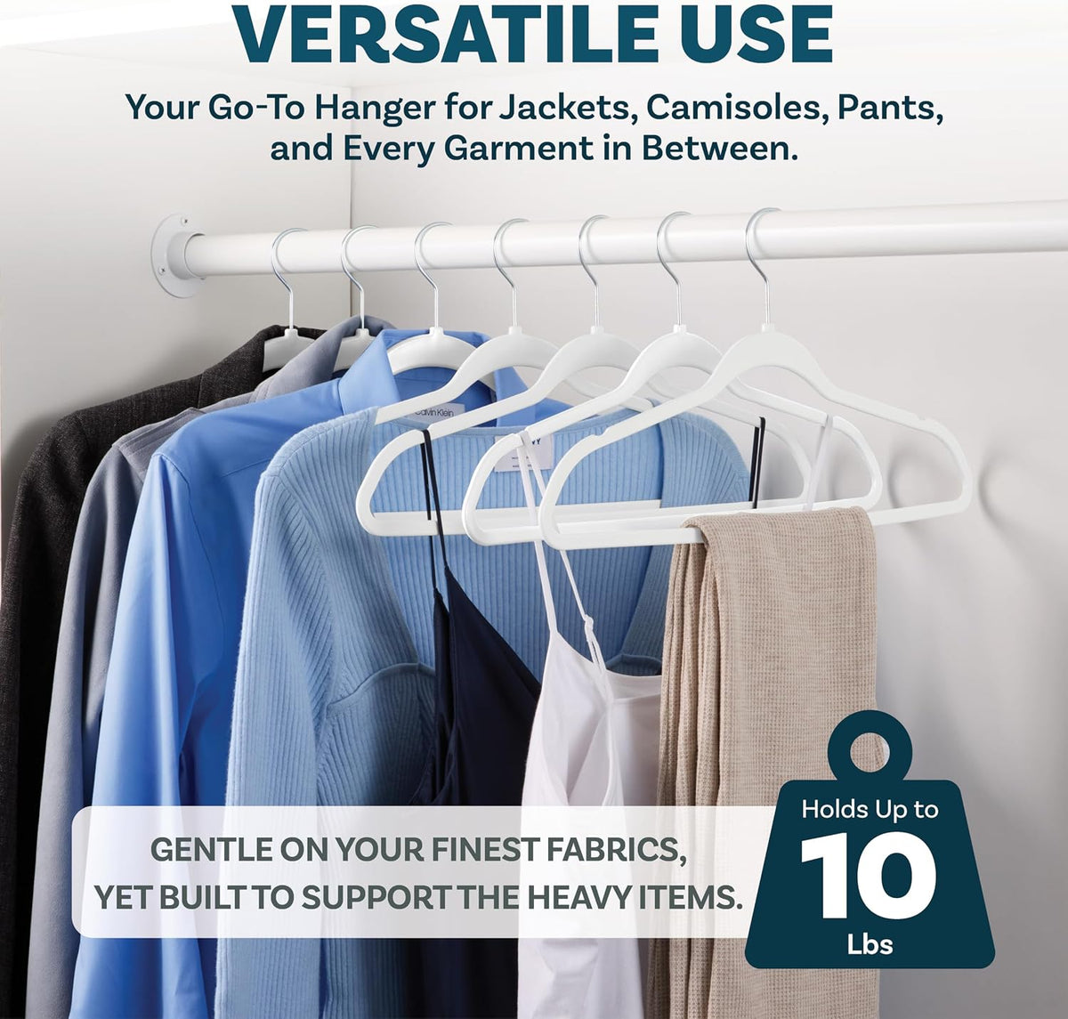 DEILSY™ Non-Velvet Thin Hangers Space Saving White Hangers 50 Pack