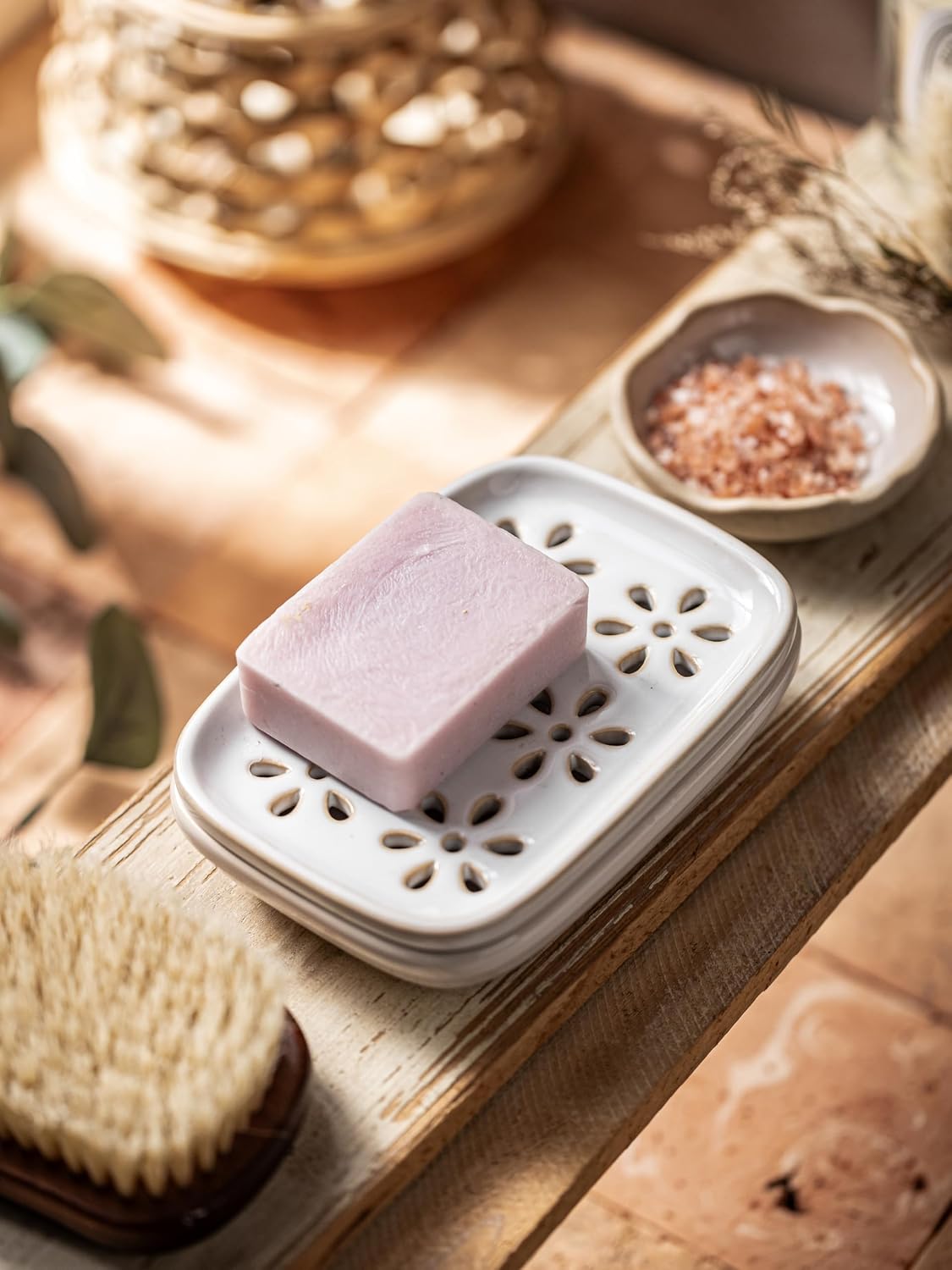 Miamolo Soap Dish for Shower with Drainage, Double Layer, Extends Soap Life