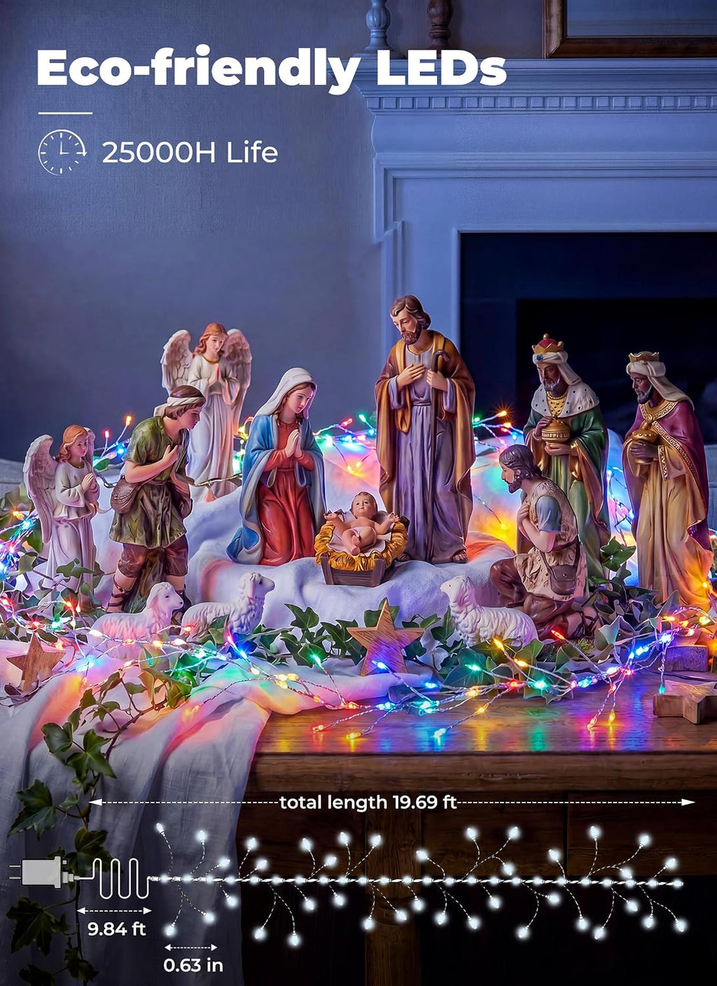 Flowing Fairy Lights Plug in with 14 Modes, 10FT 388LED Twinkle String Lights Indoor, Christmas Tree Lights Indoor Waterproof for Bedroom Christmas Home Room Decor, Multicolor