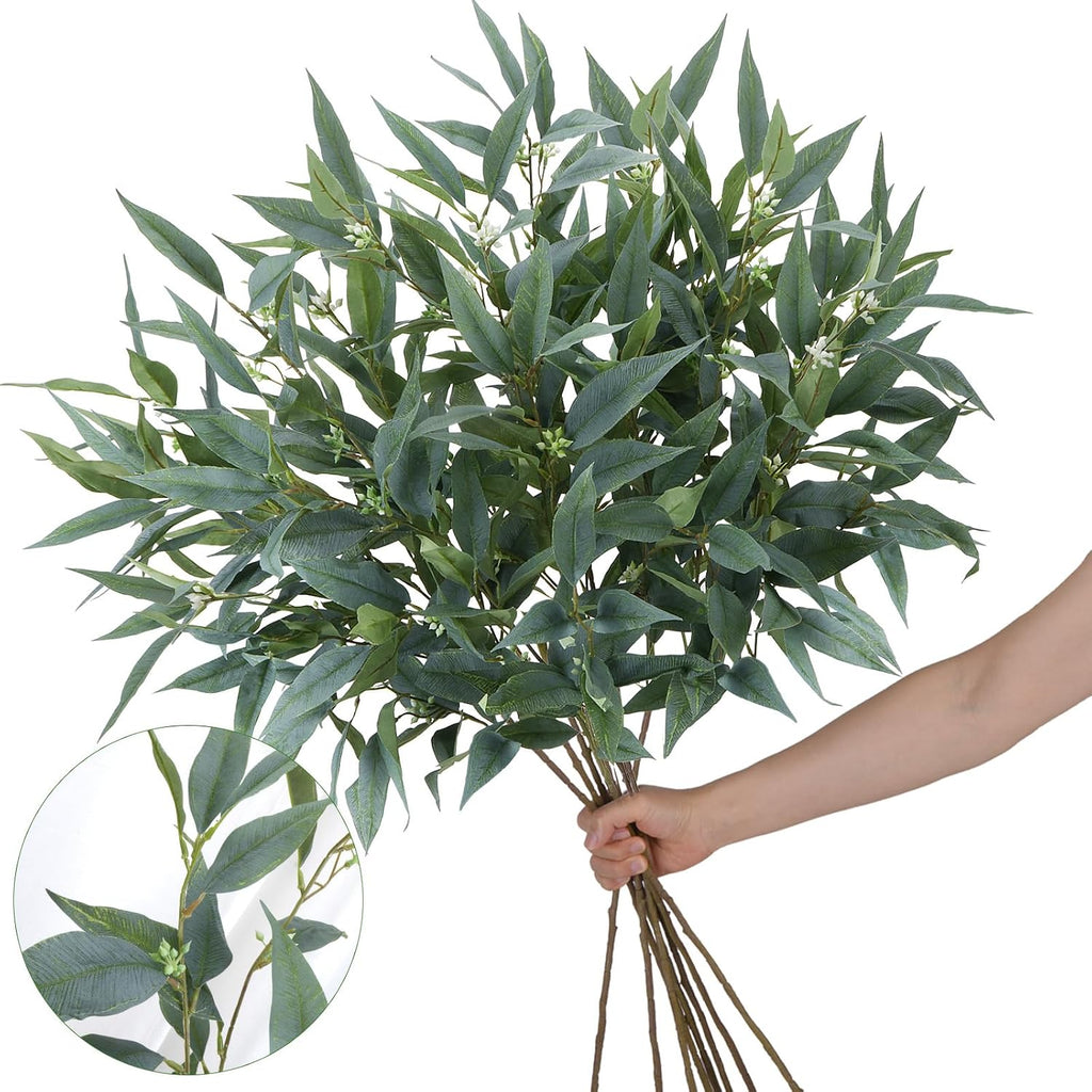 GTIDEA 8 Pack 37.5'' Artificial Eucalyptus Greenery Stems with Faux Seeds