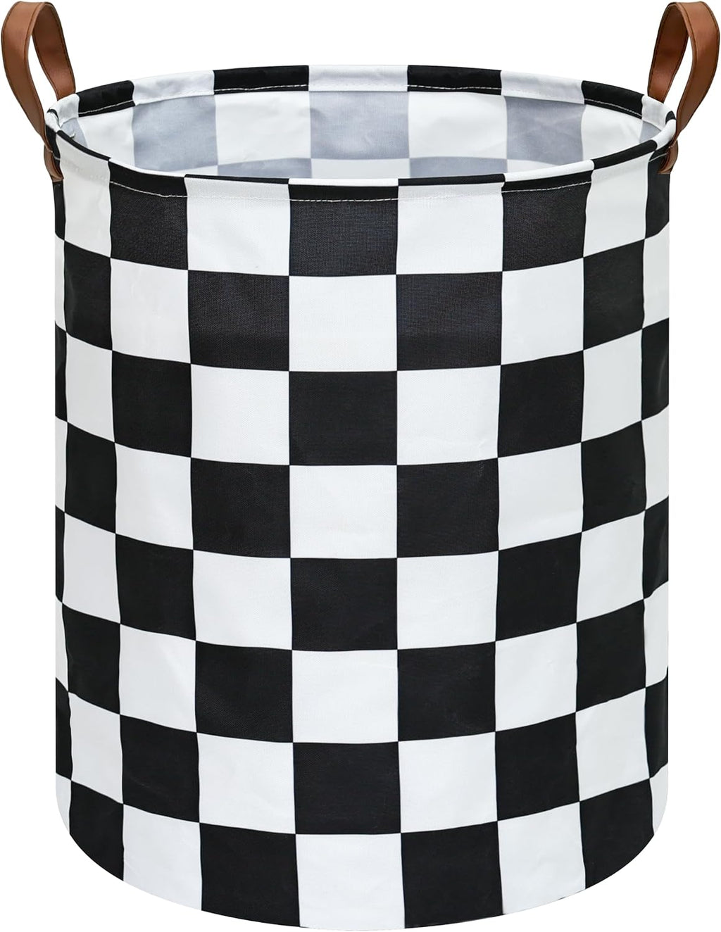 MAIZMZ Checkered Flag Canvas Storage Basket 63L Waterproof Laundry Hamper with Handles, Collapsible Racing Themed Organizer Bin for Boys Bedroom, Toys, Clothes, Gift Giving