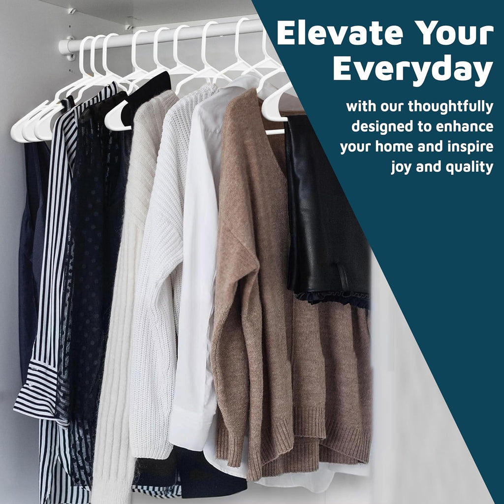 Lifemaster Plastic Clothes Hanger Set - 120 Pieces Versatile, Lightweight, Space-Saving, Non-Slip, Slim Designed, Dry and Wet Clothes Hanger Set - White