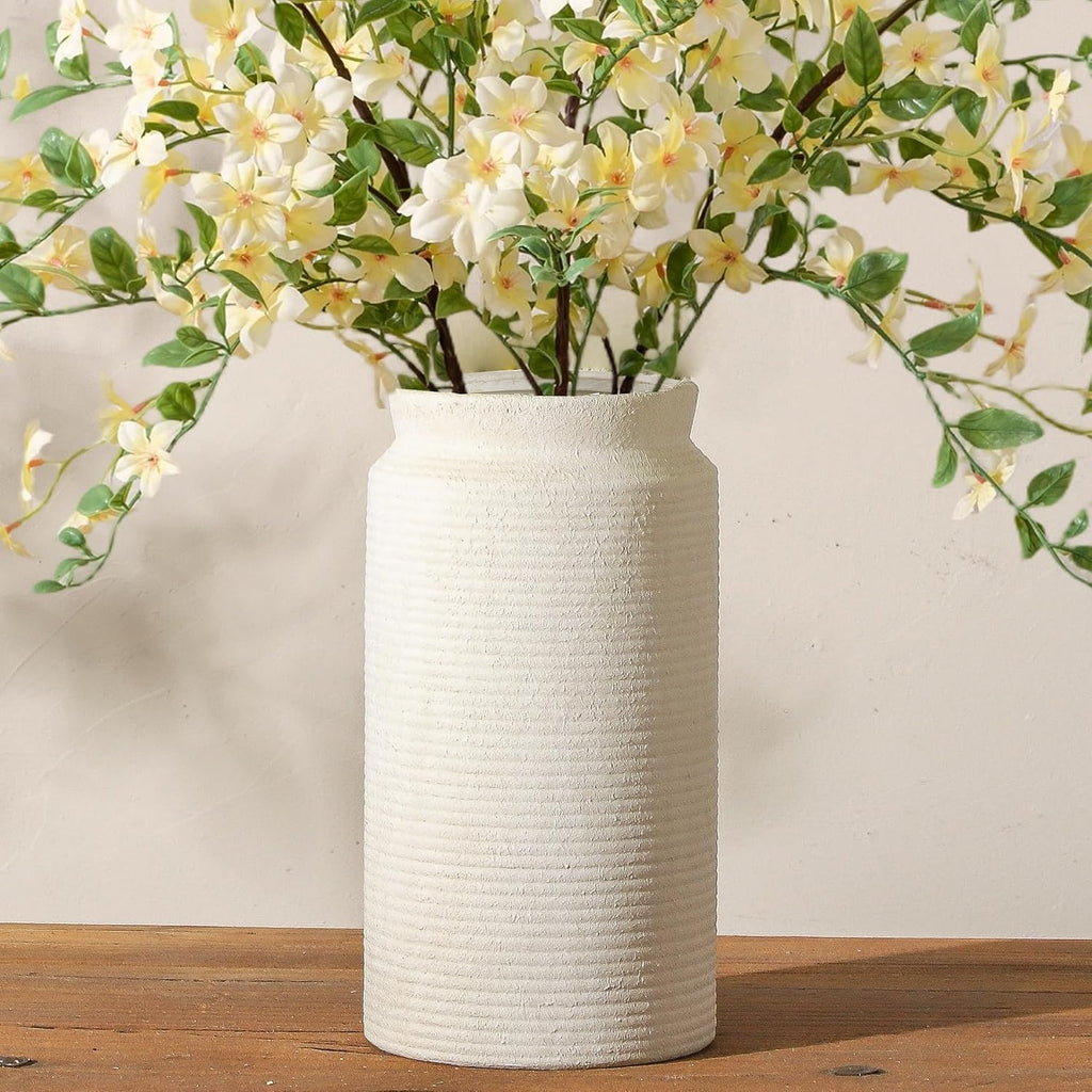 Dobbyby Ceramic Flower Vase 12 inch Farmhouse Rustic Vase for Home Decor Handcrafted Pottery Tall Terracotta Vases for Dining Table Decor Fireplace Living Room Bathroom Wedding Centerpiece