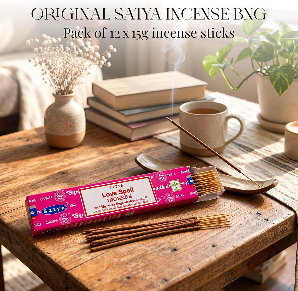 3 Packs Original Satya Sai Baba Nag Champa Incense Sticks Joss Insence - Insense 15g x 3 Box NagChampa Agarbatti (Love Spell)