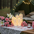 Flameless LED Candles 5 Pack with Timer Remote, Embedded Star String Lights, Battery Operated Flickering Candles for Home Wedding Bedroom Living Room and Festival Decorate