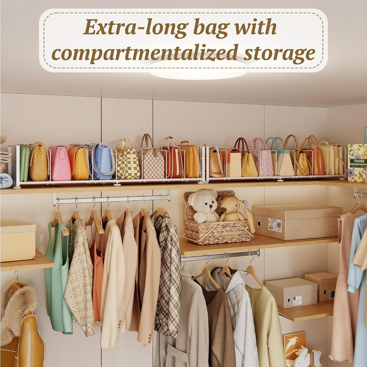 Purse Organizer for Closet,Adjustable Handbag Organizer with Shelf Dividers