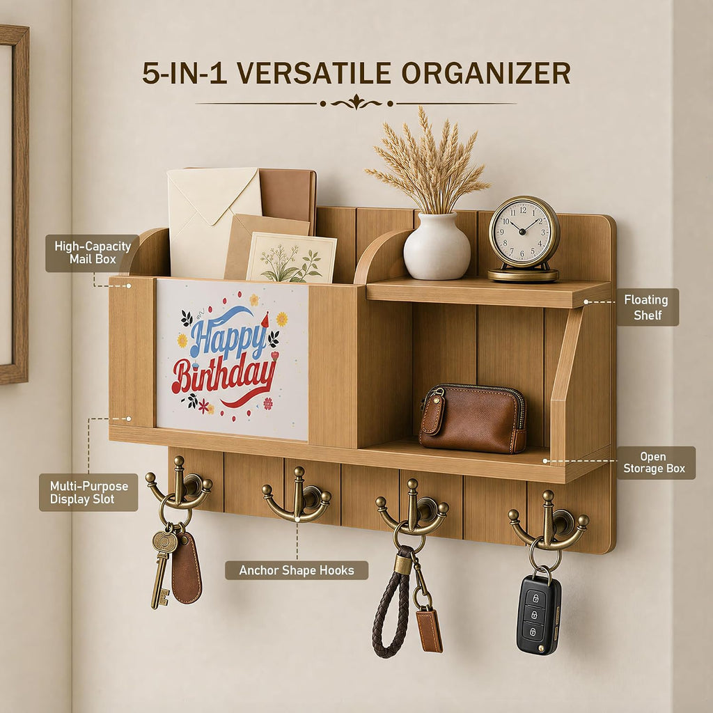 Rebee Vision Key Holder Wall Mount with Chalkboard for Home Decor, Yellow