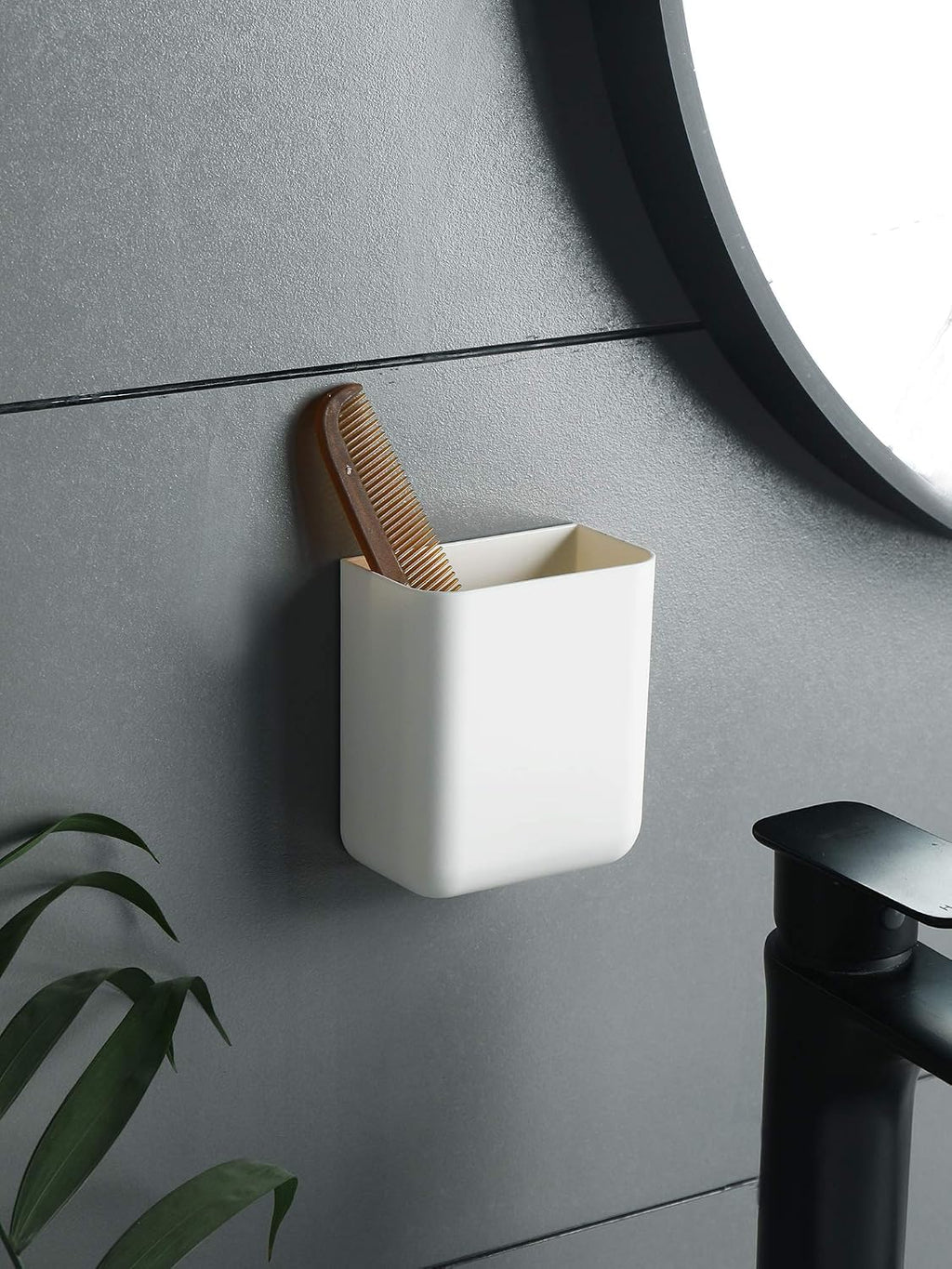 T-H-See Remote Holders Wall Mount Hole Free, Self-Adhesive Storage Box, Pen Holder (2 Pack)