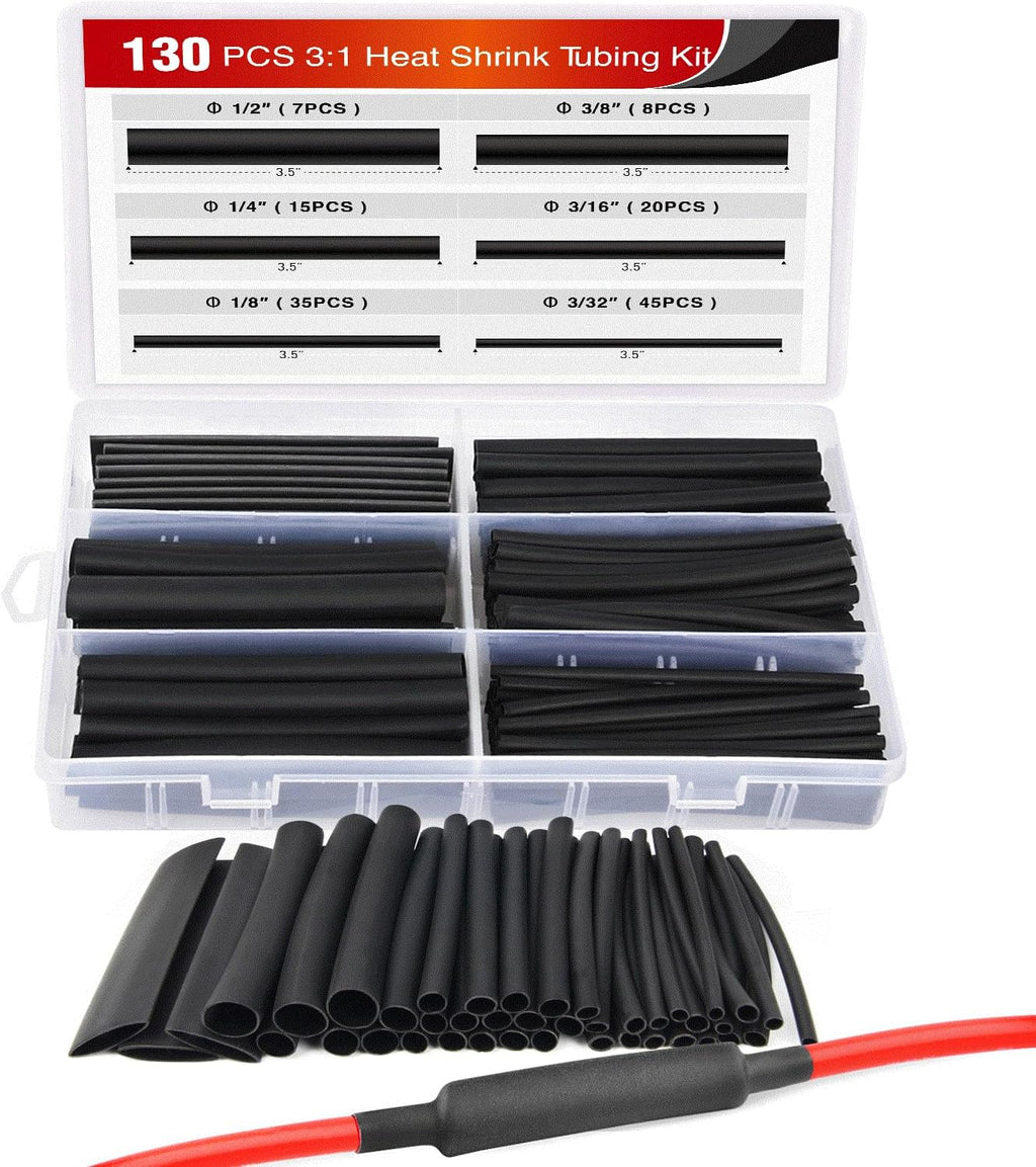 Nilight 130 Pcs 3:1 Heat Shrink Tubing Kit 6 Sizes with Storage Case