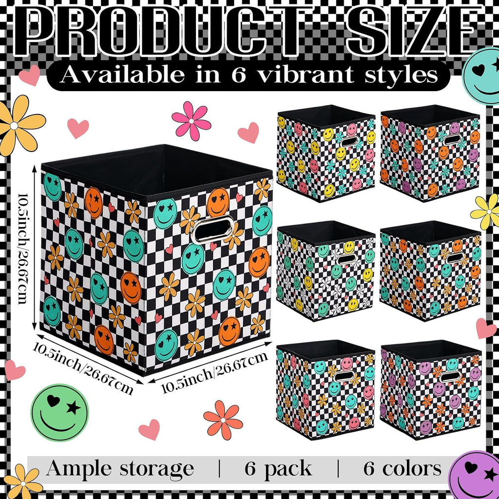 Gerrii 6 Pack 11 Inch Cube Storage Bins for Classroom Foldable Fabric