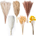 Natural Dried Pampas Grass Decor - 17.5" 100Pcs Fluffy Pampas Grass Bouquet