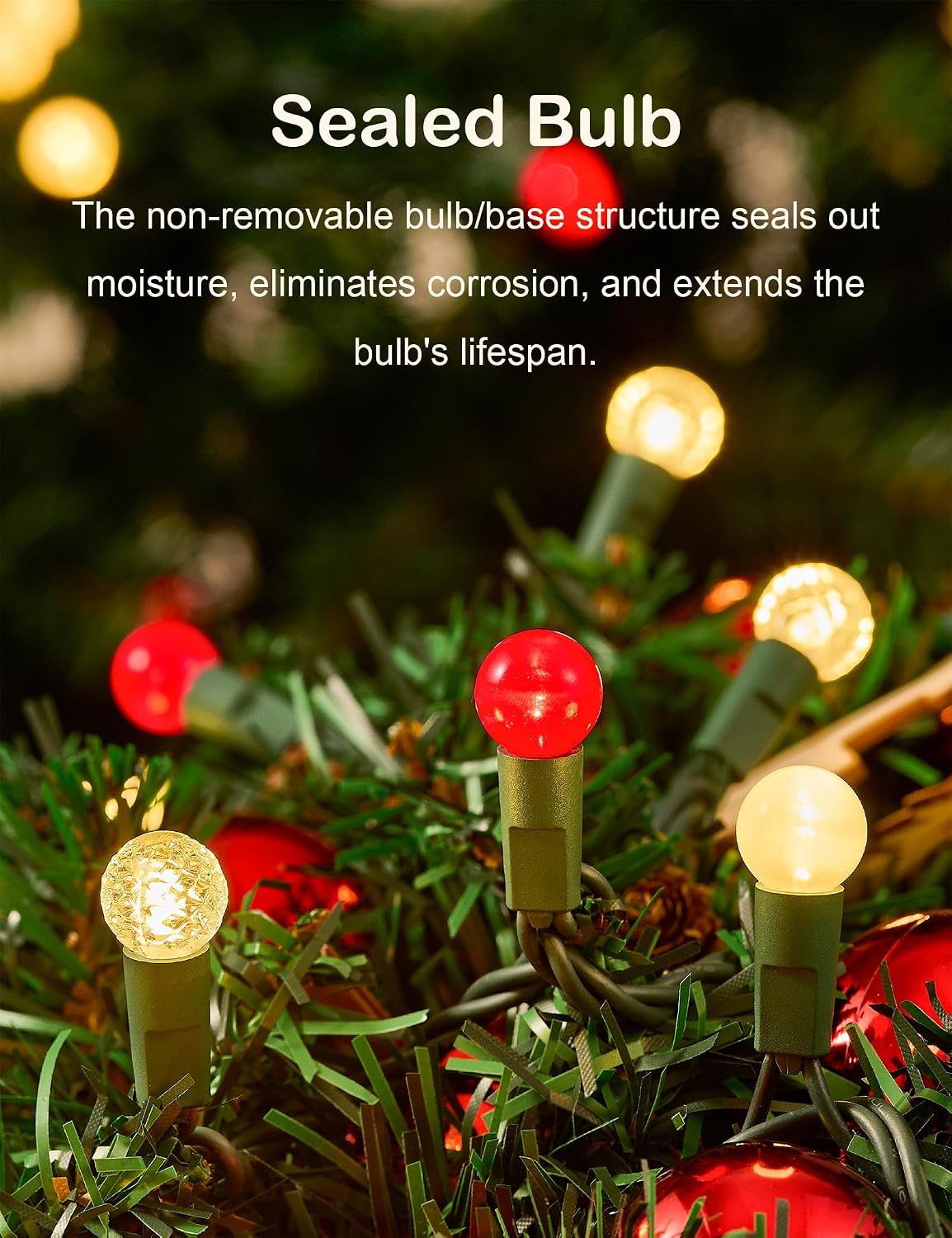 BOHON Christmas Lights 24FT 70 LED G15 Multi Color Globe String Lights
