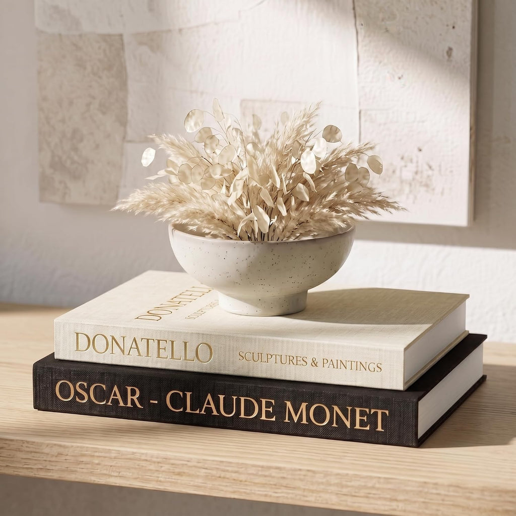 Decorative Faux Books for Home Decor, Set of 2, Black - Beige